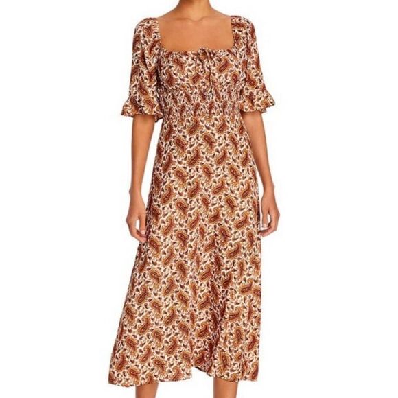 Faithfull the Brand Juniper Floral Midi Dress Sable Paisley size 6 - Picture 1 of 11